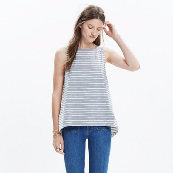 Madewell Forward Seam Stripe Tank Dusk-Grey - Picture 2 of 8